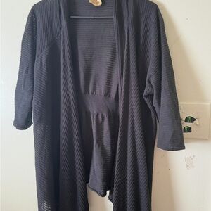 Kasper Charcoal Open-Front Cardigan